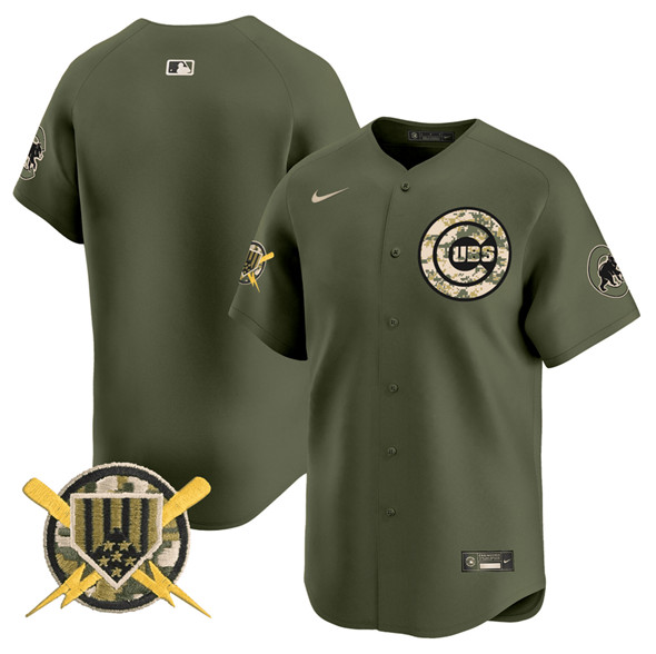 Men's Chicago Cubs Blank Green Armed Forces Day Vapor Limited Stitched Baseball Jersey Men's Chicago Cubs Blank Green Armed Forces Day Vapor Limited Stitched Baseball Jersey